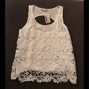 Love Culture Iris Lace Crochet Top White MED NWT